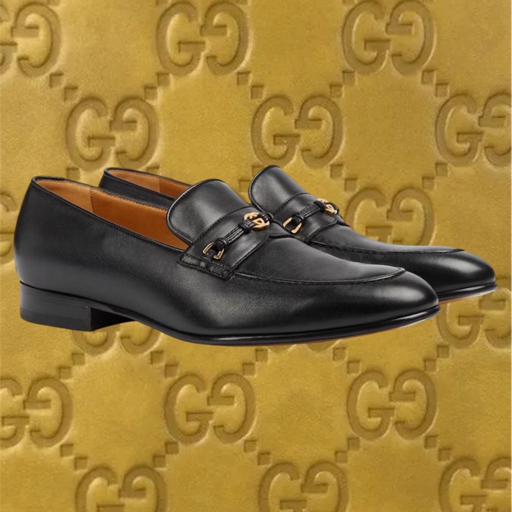 Brand New Gucci Black Loafers with Gold Detail - ( No Low Ball Offers Please ) - Picture 8 of 10